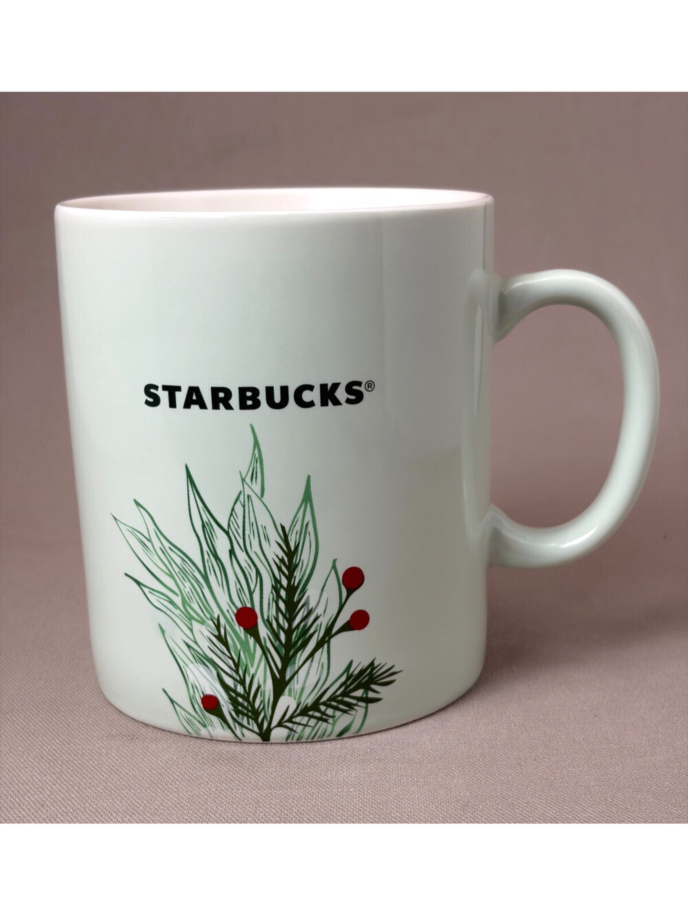 Starbucks Giant Coffee Mug 26 oz Jumbo Holiday Botanical Pine Berries Green 2020